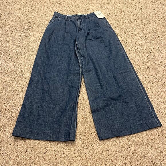 NWT Madewell The Harlow Super Wide Leg Jeans Sz 24 Petite Medium Wash Casual - Picture 1 of 6